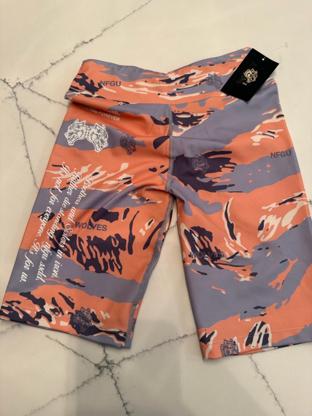 Darc Sport Orange & Lavender Camo Athletic Biker Shorts